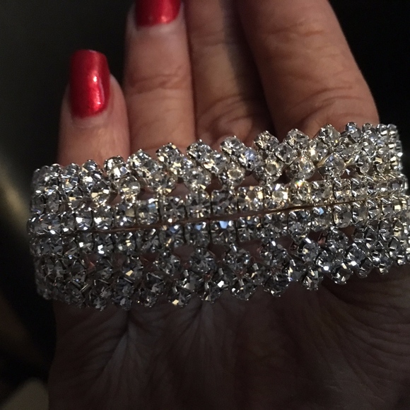 Natasha Pave Crystal Bracelet on Silver Background - Picture 2 of 3